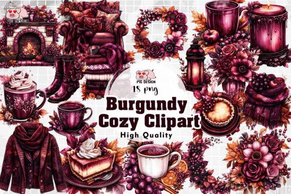 Download Burgundy Cozy Clipart PNG - Premium Resources