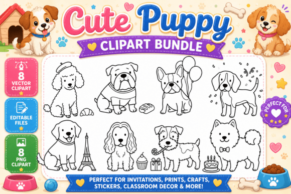 Download Cute Puppy Dog Digital Stamp Clipart PNG - Dog Collection