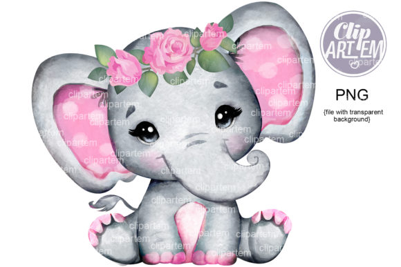 Download Pink Elephant Floral Crown PNG Images - Image Collection