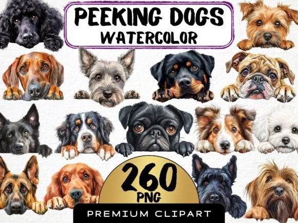 Download Peeking Dog Breed Clipart Bundle - Dog Collection